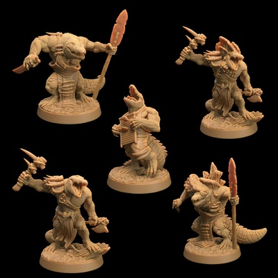 3d stampabile alligatore folk proliferato alligatori presupposto fungo bayou by drago cacciatori lodge tavolo personaggi creature fantasia universo wargaming 3d print model - Mito3D