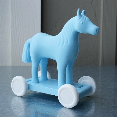 3d imprimable cheval roues by philippe barréaud jouets jeux mécanique merveilles 3d print model - Mito3D