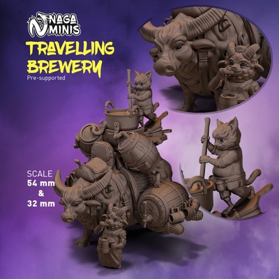 3d imprimível pre supported viajando cervejaria ovelha folk mestre cervejeiro gato chefe cozinha by naga minis tampo mesa personagens criaturas fantasia universo 3d print model - Mito3D