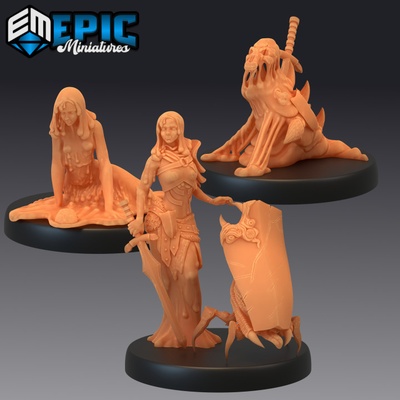 3d printable slime heroine set marshland warrior swamp hero female fighter by epic-miniatures tabletop characters & creatures 3d print model - Mito3D