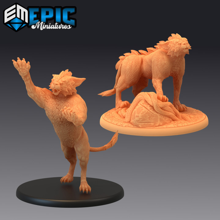 3d imprimível aquático tigre conjunto predador leão selvagem pântano animal encontro by epic miniatures tampo mesa personagens criaturas 3D print model - Mito3D