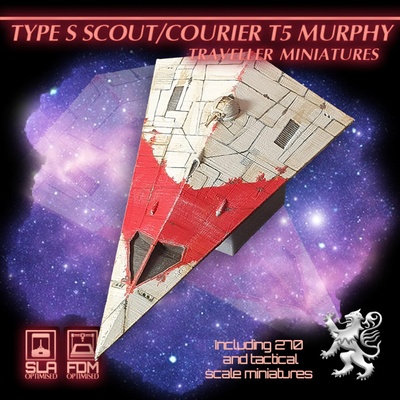 3d printable type s scout courier t5 murphy traveller miniatures by 2nd dynasty tabletop characters & creatures sci-fi universe vehicles machines 3d print model - Mito3D