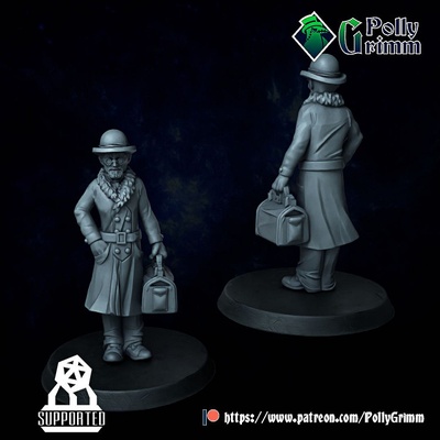 3d printable horror deep lovecraft miniature doctor elderly gentlemen by pollygrimm tabletop characters & creatures fantasy universe 3d print model - Mito3D