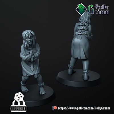 3d imprimível horror profundo lovecraft miniatura louco mulher asilo paciente by pollygrimm tampo mesa personagens criaturas fantasia universo 3d print model - Mito3D