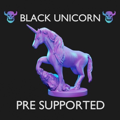 3d imprimible negro unicornio pre soportado by tom's retorcido taberna mesa caracteres criaturas fantasía universo 3d print model - Mito3D