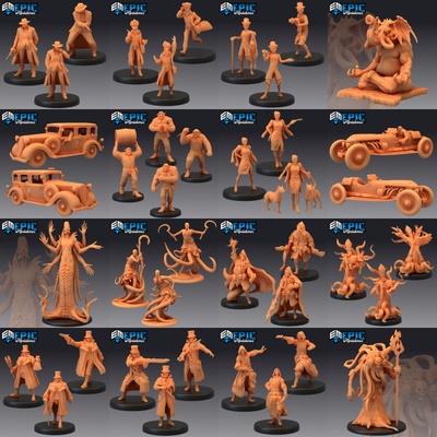 3d printable city of dreams set lovecraft entity collection vintage town pre-supported by epic-miniatures tabletop characters & creatures 3d print model - Mito3D