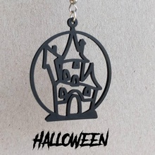 earrings halloween house 1 jewellery 3d printing printed 3d print model - Mito3D