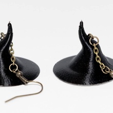 chapeau sorcière boucles d'oreilles bijoux witchhat 3d print model - Mito3D