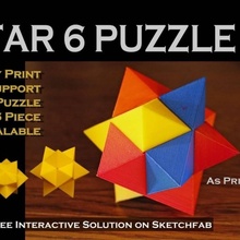 star 6 casse tête jouets jeux puzzle richard swika star6 heures récréation 3d print model - Mito3D