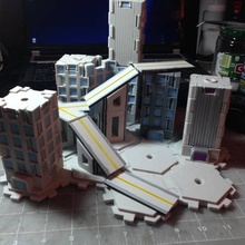 mech città playset tavolo gli edifici miniature mecha mechcity 3d print model - Mito3D