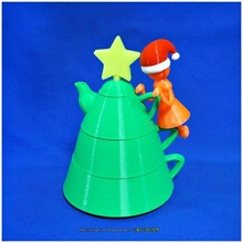 christmas creative tea sets & garden xmas teapot tree 123d autodesk 123ddesign design teapots 3d print model - Mito3D