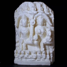 sitting jain yashka yakshini scan ancient god hinduism 3d print model - Mito3D