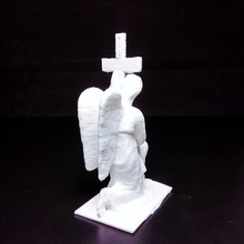 gravestone depicting angel holding cross scan christianity tomb death 3d print model - Mito3D