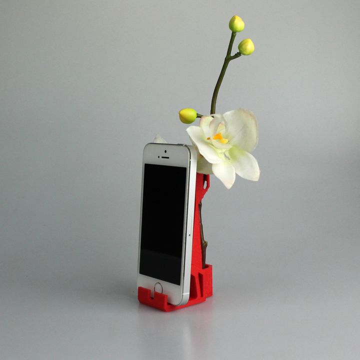 iphone stand single flower vase gadgets & electronics desk iphonestand 3D print model - Mito3D