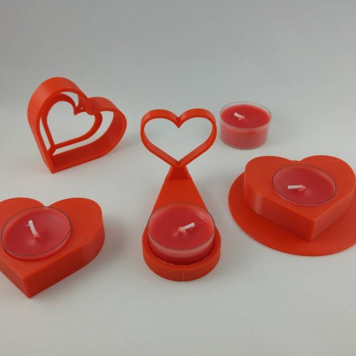 sevgililer kalp mum Kulp destek Toplamak Bahçe yıldönümü sevgili mumluk sahibi 3D print model - Mito3D
