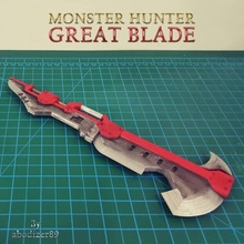 mostro cacciatore rosso grande lama oggetti scena cosplay figura meccanico spada arma enorme capcom mostri massiccio 3d print model - Mito3D