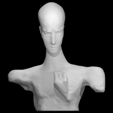 head thinker hand scan bust 3d print model - Mito3D