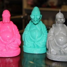 farnsworth zoidberg & bender - pop buddhas fan art buddha futurama 3d print model - Mito3D
