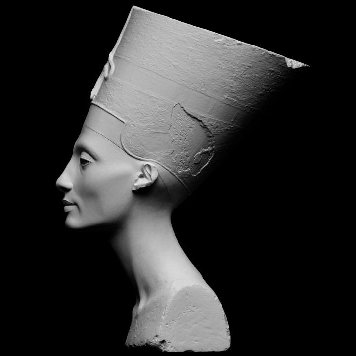 buste reine néfertiti neues museum berlin numérisation l'égypte égyptien magasin nefertiti grès 1350bc royalmail sunqueen 3D print model - Mito3D