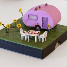Wohnwagen Geschenk Box Garten Dekoration Miniaturen Miniatur Valentinstag Puppenhaus klein wohnmobil 3d print model - Mito3D