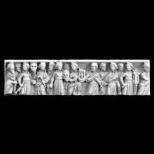 roman sarcophagus relief scan marble panel muses procession 3d print model - Mito3D