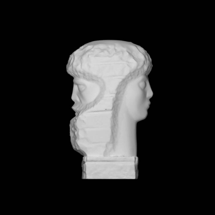 double headed herm scan face man woman 3D print model - Mito3D