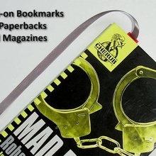 clip-on bookmarks paperbacks magazines - relocating required read & garden reading accessory handy magazine office travel bookmark books library clipon clip 3d print model - Mito3D