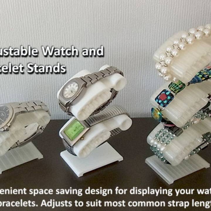 watch bracelet stand - convenient adjustable space saving & garden fashion holder accessories accessory bedroom chain collection design display easy gift girl jewellery lady men mother simple unique woman wrist wristwatch household rings organisation 3D print model - Mito3D