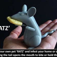 ratz toys & games print animal animals creature easy food fun funny gift halloween kitchen model office ornament scary unique household moving rat mouse novelty joke cheese place rodent 3d print model - Mito3D