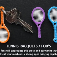 tennis racquet key fob fashion & accessories ball dad easy football fun gift keyring quick simple small sports color brother mom keyfob son spool holder table ring rings mum car chains multi twocolour 3d print model - Mito3D