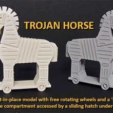 trojan horse & garden fashion ancient animal container creature decorative display fun gift greek historical history legend model models mythical office openscad storage unique wheels story moving organisation designer pony 3d print model - Mito3D
