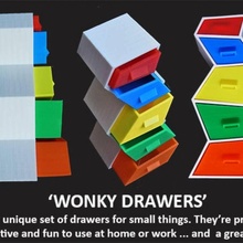 wonky drawers & garden holder box chain container decorative fun functional funny gift jewellery kitchen mother nuts office parts shelf stationery toy unique household rings drone organisation electrical sewing electronic designer 3d print model - Mito3D
