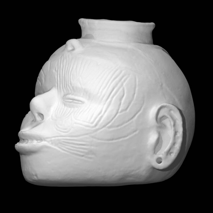 prehistoric native american head pot education voxel 3dcoat3dpt arkansas hampson head potnative american 3D print model - Mito3D
