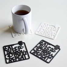 eat sleep 3dprint repaeat & garden coaster design pet abs pla krawka 3d print model - Mito3D