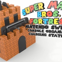 super mario bros fortress console organizer & charging station - nintendo switch gadgets electronics supermariobrosfortressconsoleorganizer-nintendoswitch 3d print model - Mito3D