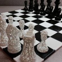chess set wireframe board games toys 3d print model - Mito3D