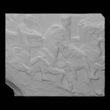 parthenon frieze south xiii 35-37 scan block chariot charioteer slab horsemen 3d print model - Mito3D
