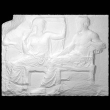 parthenon frieze east 28-30 scan athena goddess man zeus seated block seat slab 3d print model - Mito3D