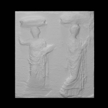 parthenon frieze east 31-32 scan block girls slab procession jugs sacrifice 3d print model - Mito3D