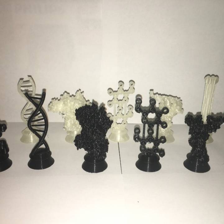 Biochemie Schach einstellen Tafel Spiele Schachset Schachfiguren Biomolekül Biomoleculechess Chemieschach 3D print model - Mito3D