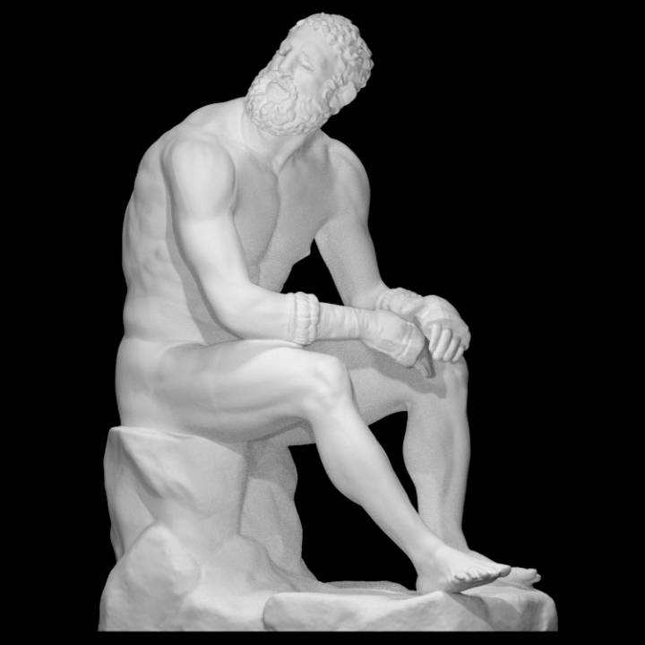boxer rest scan body greek sculpture hellenistic bronze seated full-figure terme 3D print model - Mito3D