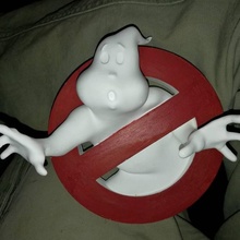 caça fantasmas logotipo ventilador arte desenho animado nerd filme placa imbecil busters 3d print model - Mito3D
