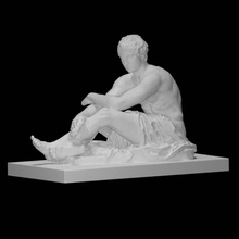statue seated warrior scan man sword nude young 3d print model - Mito3D