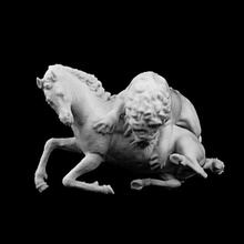 leone in attacco cavallo getty center uniti scansione londra roma scultura bronzo 3d print model - Mito3D