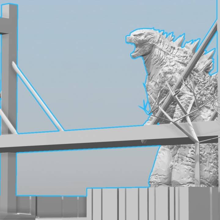 Godzilla bateau attaque paysage godzillalandscapekrisdesign 3D print model - Mito3D