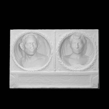 marble funerary relief lucius antistius sarculo wife antistia plutia scan man woman halfbody 3d print model - Mito3D