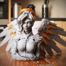 overwatch - mercy bust fan art 3dprinting twitch zbrush keyshot keyshotrender mercyoverwatch overwatchblizzard overwatchfanart fanart 3d print model - Mito3D