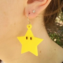 mario étoile boucles d'oreilles bijoux 3d print model - Mito3D