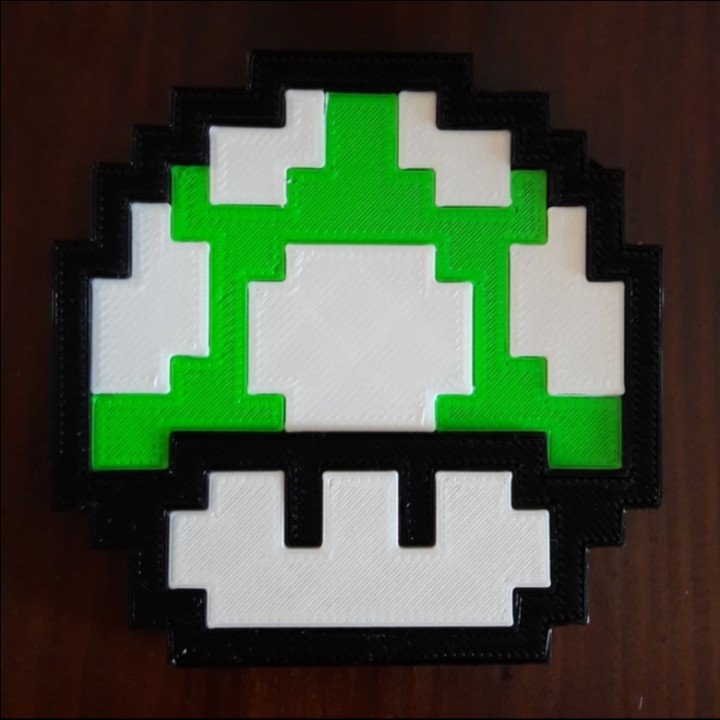 mario 8 bits 1 cogumelo ventilador arte super mordeu 3D print model - Mito3D