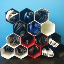 cable storage hive & garden hexagons cables stackable cablemanagement 3d print model - Mito3D